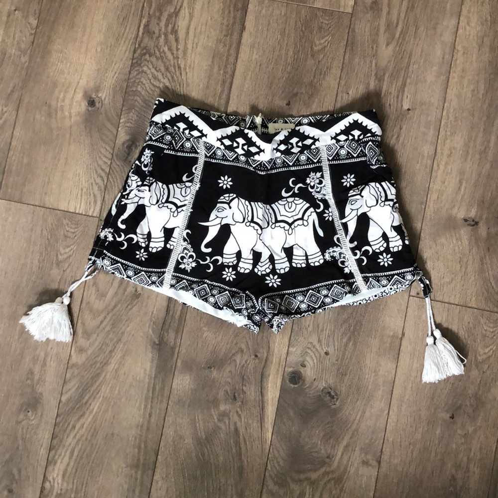Black and white Elephant shorts